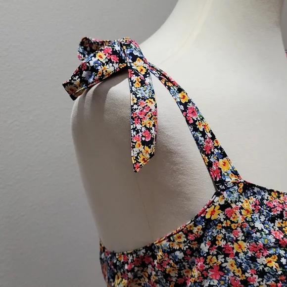 OLD NAVY DITSY FLORAL MINI DRESS   CAMI TANK TOP BOHEMIAN RUFFLE HEM XL PETITE - Picture 5 of 12